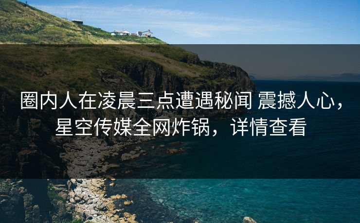 圈内人在凌晨三点遭遇秘闻 震撼人心，星空传媒全网炸锅，详情查看