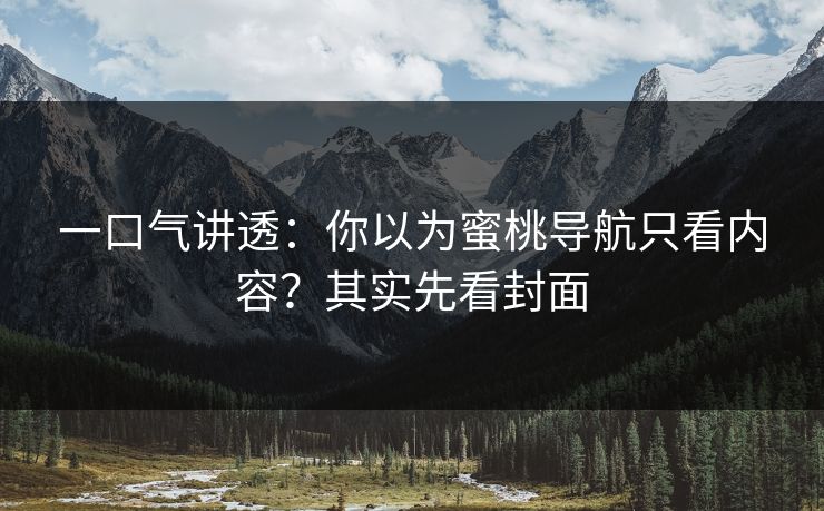 一口气讲透：你以为蜜桃导航只看内容？其实先看封面
