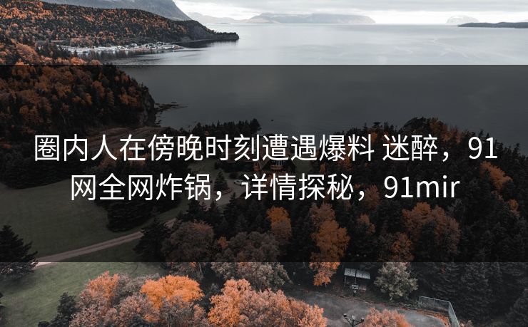 圈内人在傍晚时刻遭遇爆料 迷醉，91网全网炸锅，详情探秘，91mir